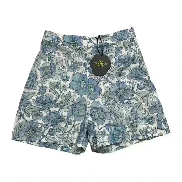 The Vampire's Wife Size 8 High Waist Floral Print Linen Blend Shorts NWT - Picture 1 of 14